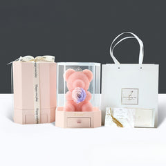 Crystal Bear - Eternal Rose Bear Gift Box for Girlfriend, Valentine's Day & 520 Romance