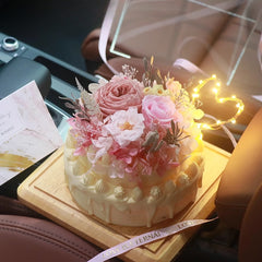 Birthday Cake-Inspired Eternal Rose Bouquet Gift Box for Her