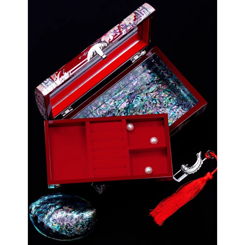 Exquisite Chinese Style Jewelry Box - Handcrafted Floral Lacquerware