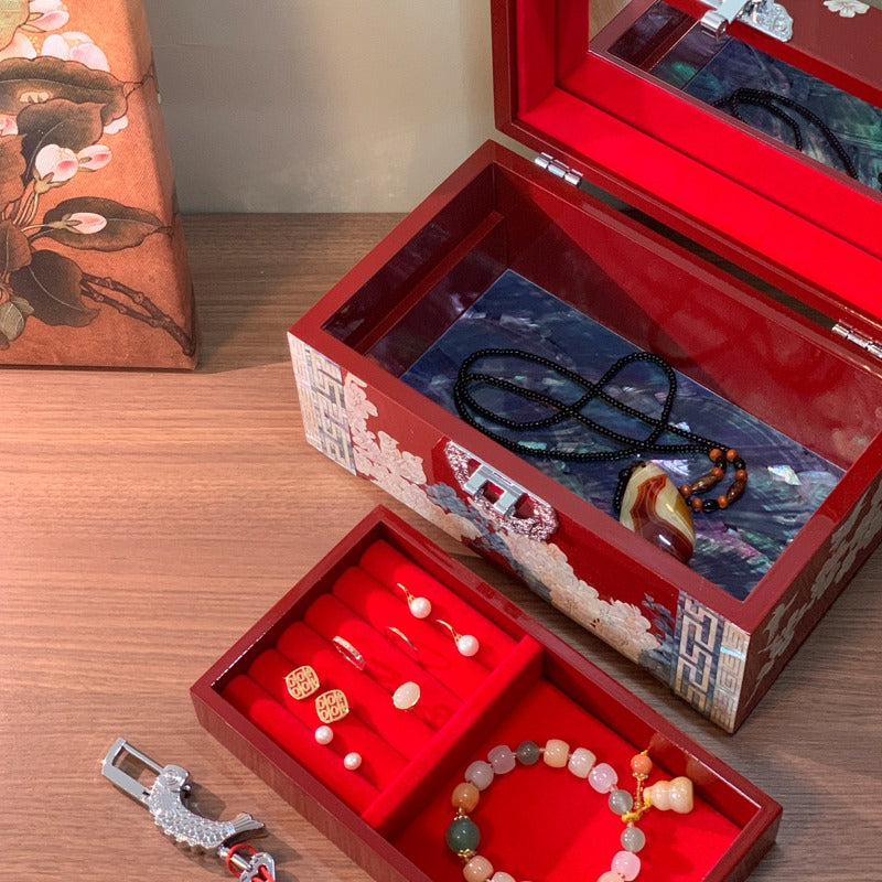 Exquisite Chinese Traditional Shell Carving Jewelry Set – Handcrafted Cultural Artifact