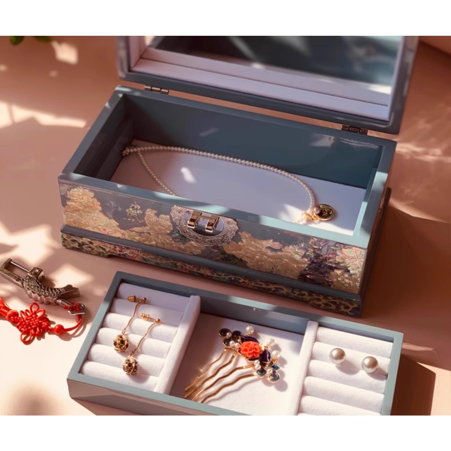 Exquisite Chinese-Style Wooden Jewelry Box – Handcrafted Cultural Heritage Gift