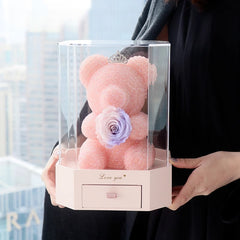 Crystal Bear - Eternal Rose Bear Gift Box for Girlfriend, Valentine's Day & 520 Romance
