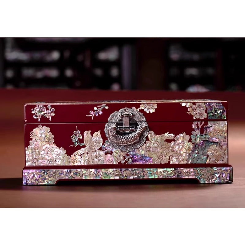 Exquisite Chinese Style Jewelry Box - Handcrafted Floral Lacquerware