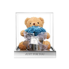 Teddy Bear - Eternal Rose Flower Bouquet Gift Box for Birthday, Valentine's Day