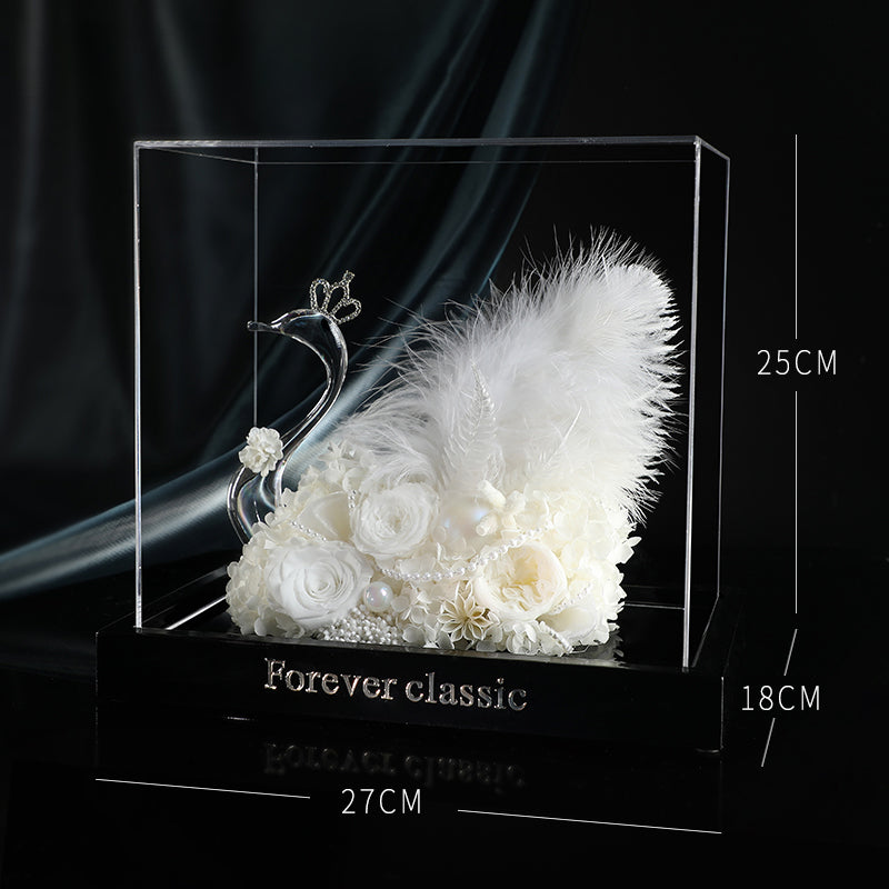 Swan – Eternal Floral White Swan Preserved Rose Elegant Decor Gift Box
