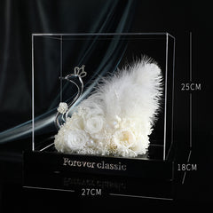 Swan – Eternal Floral White Swan Preserved Rose Elegant Decor Gift Box