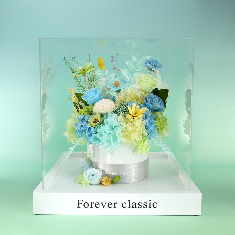 Monet's Garden – Preserved Flower Gift Box, Luxury Floral Bouquet in Bucket, Eternal Floral Dreamy Home Décor