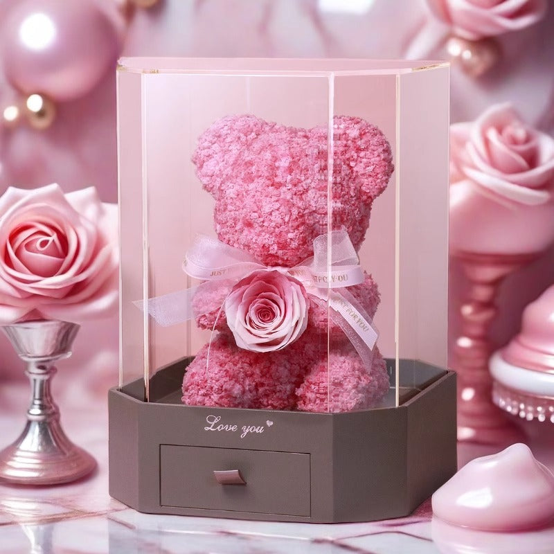 Rose Bear - Eternal Flower Bear Doll Gift Box for Birthday & Valentine’s Day