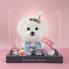 Bichon Frise & Maltese – Eternal Floral Preserved Flower Gift Box with Dog Figurine