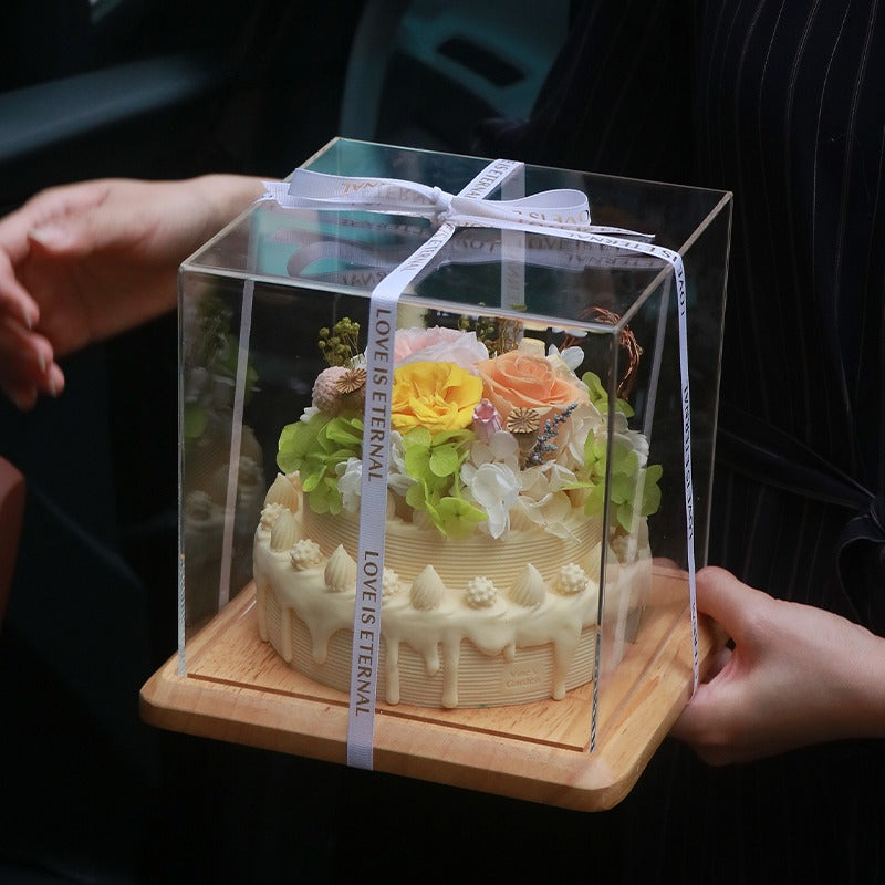 Birthday Cake-Inspired Eternal Rose Bouquet Gift Box for Her