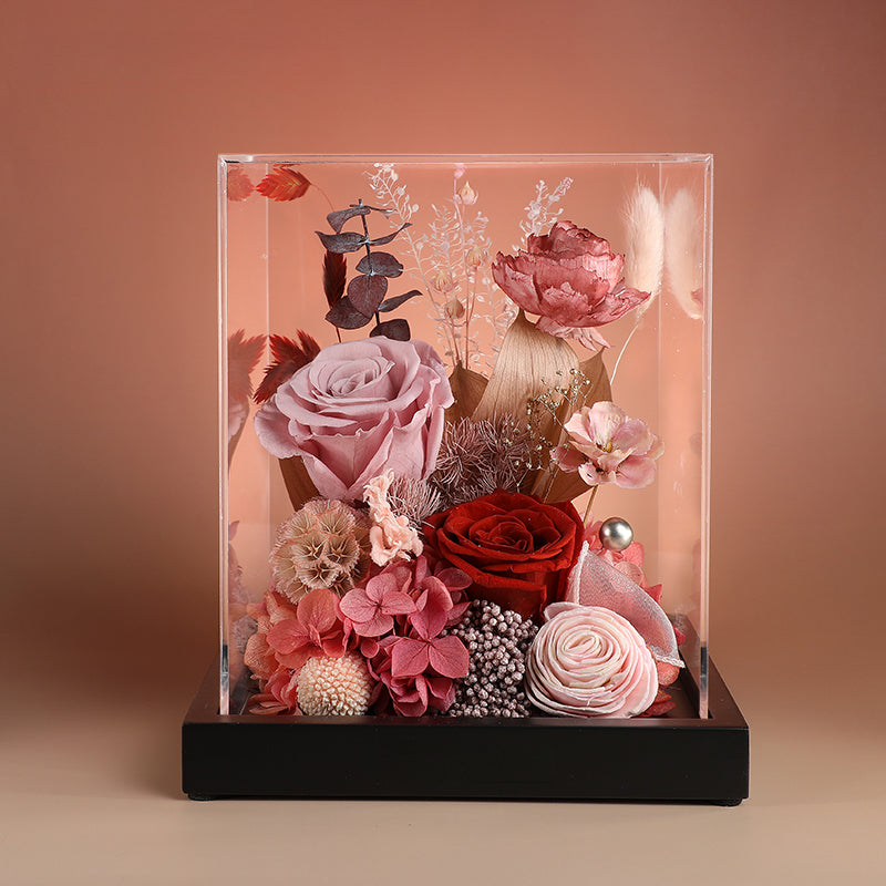 Blooming Rose – Preserved Real Rose & Sunflower Gift Box, Luxury Floral Arrangement