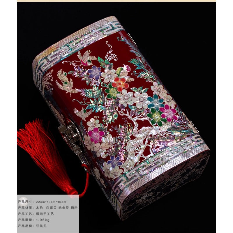 Exquisite Chinese Style Jewelry Box - Handcrafted Floral Lacquerware