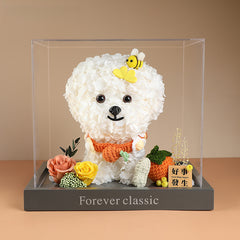 Bichon Frise & Maltese – Eternal Floral Preserved Flower Gift Box with Dog Figurine