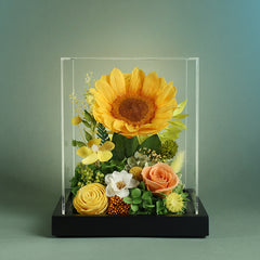 Blooming Rose – Preserved Real Rose & Sunflower Gift Box, Luxury Floral Arrangement