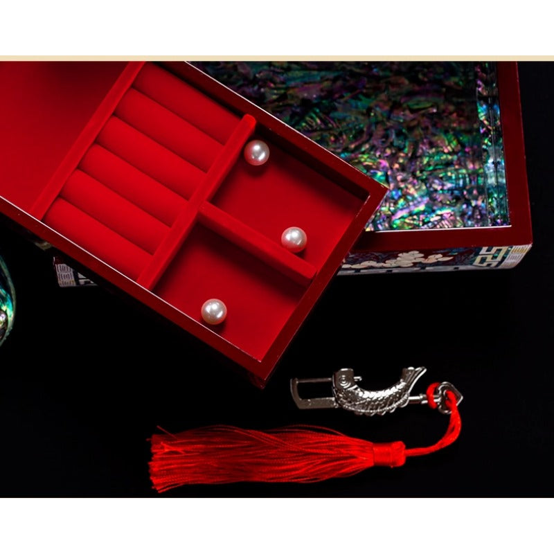 Exquisite Chinese Style Jewelry Box - Handcrafted Floral Lacquerware