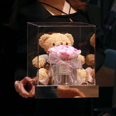 Teddy Bear - Eternal Rose Flower Bouquet Gift Box for Birthday, Valentine's Day