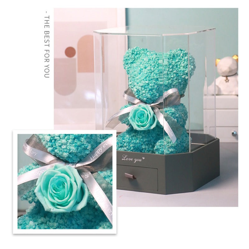 Rose Bear - Eternal Flower Bear Doll Gift Box for Birthday & Valentine’s Day