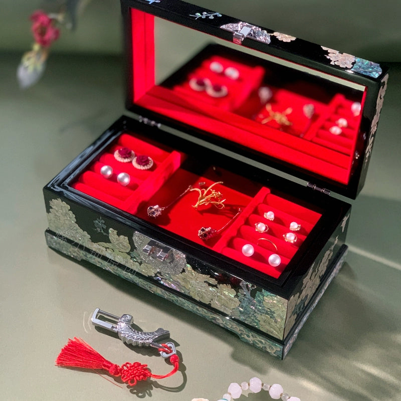 Handcrafted Luxury Wooden Jewelry Box – Elegant Earring Storage, Perfect Wedding Gift, Chinese Cultural Heritage Artifact