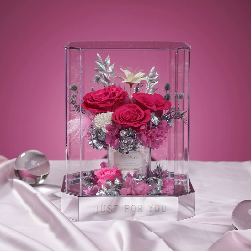 Enchanted Blossoms – New Preserved Flower Octagonal Acrylic Gift Box