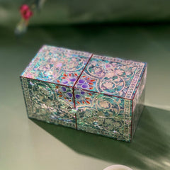 Exquisite Chinese Double Door Jewelry Box - Handcrafted Floral Storage Case