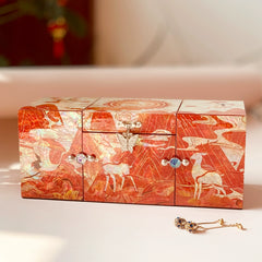 Exquisite Chinese-style Three-Drawer Nine-Colored Deer Jewelry Box