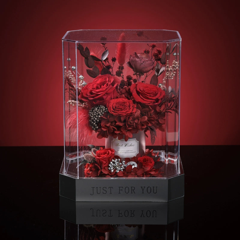 Enchanted Blossoms – New Preserved Flower Octagonal Acrylic Gift Box