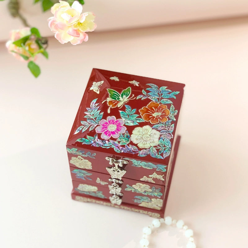Handcrafted Exquisite Chinese Traditional Three-Tier Wooden Jewelry Box