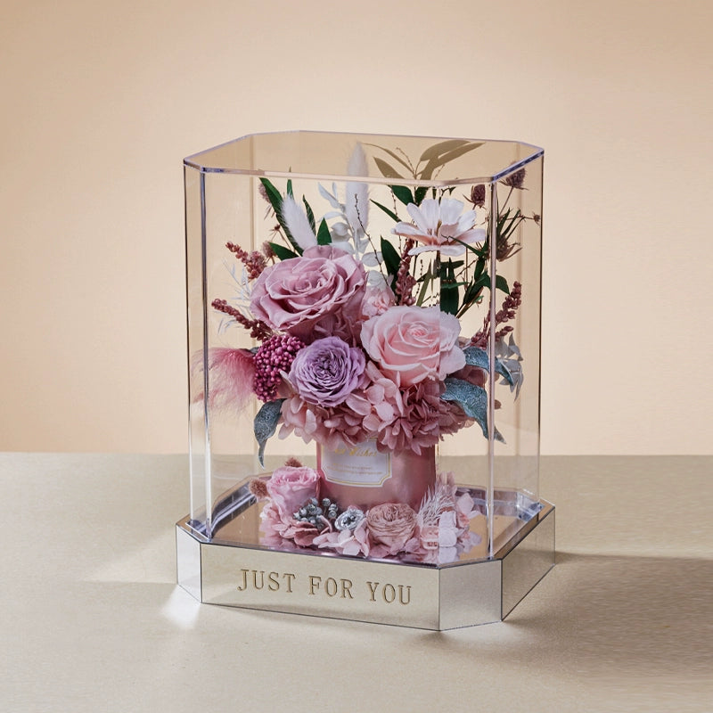Enchanted Blossoms – New Preserved Flower Octagonal Acrylic Gift Box