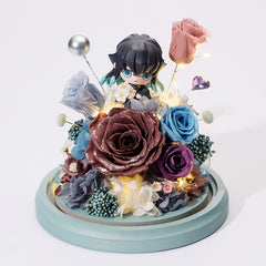Demon Slayer - Glass Dome with LED – Preserved Floral Gift for Valentine’s Day, Birthday, Anime Fans