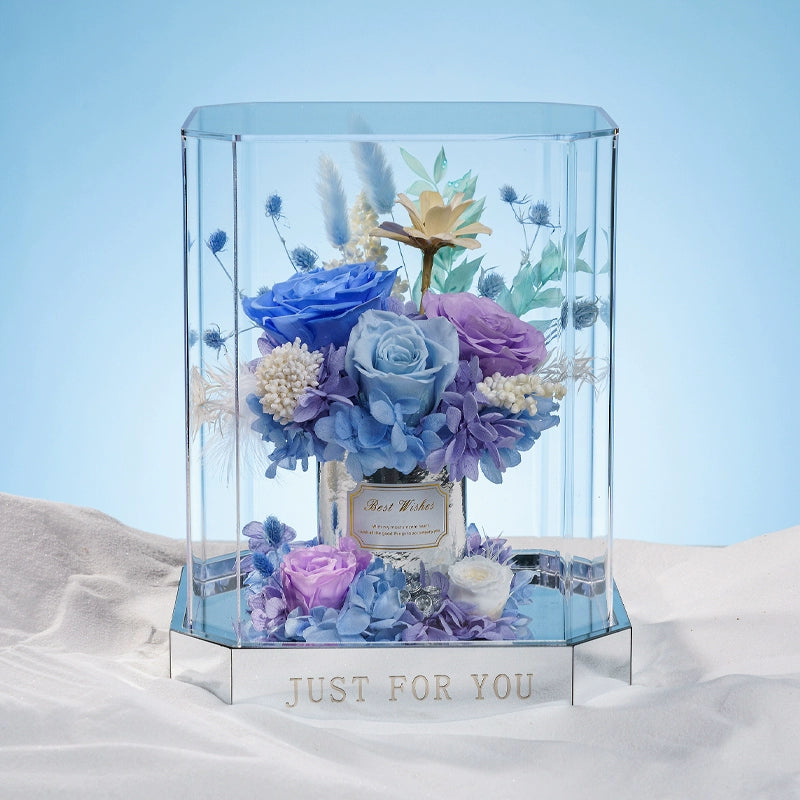 Enchanted Blossoms – New Preserved Flower Octagonal Acrylic Gift Box