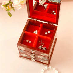 Exquisite Chinese Traditional Craftsmanship Wooden Three-Tier Jewelry Box