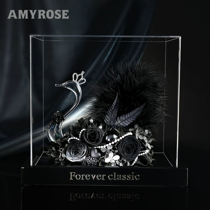 Swan – Eternal Floral White Swan Preserved Rose Elegant Decor Gift Box