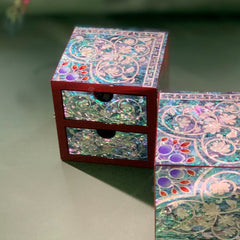 Exquisite Chinese Double Door Jewelry Box - Handcrafted Floral Storage Case