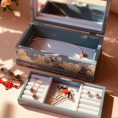 Handcrafted Luxury Wooden Jewelry Box – Elegant Earring Storage, Perfect Wedding Gift, Chinese Cultural Heritage Artifact
