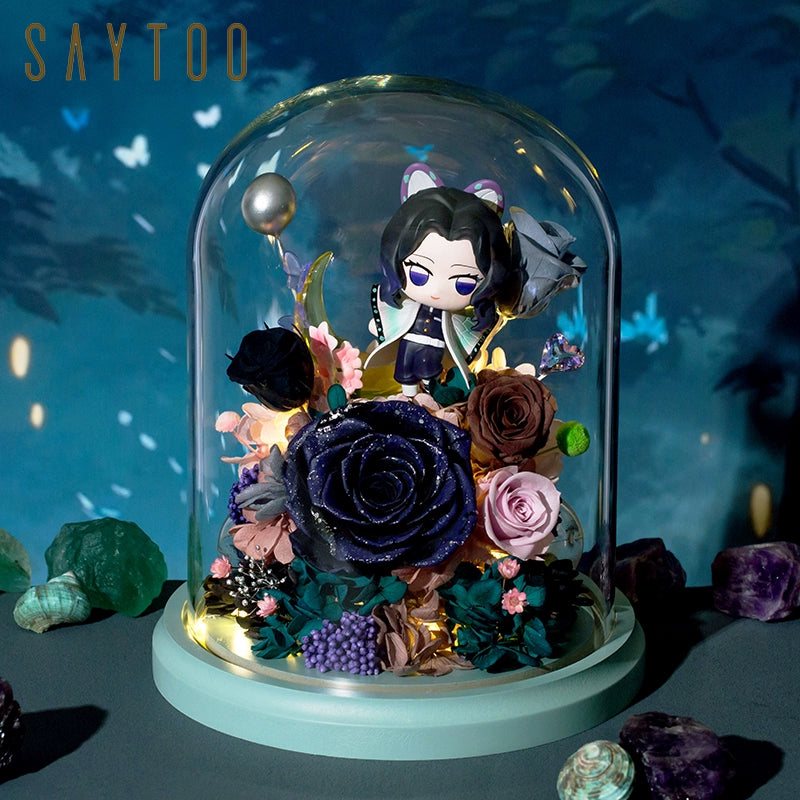 Demon Slayer - Glass Dome with LED – Preserved Floral Gift for Valentine’s Day, Birthday, Anime Fans