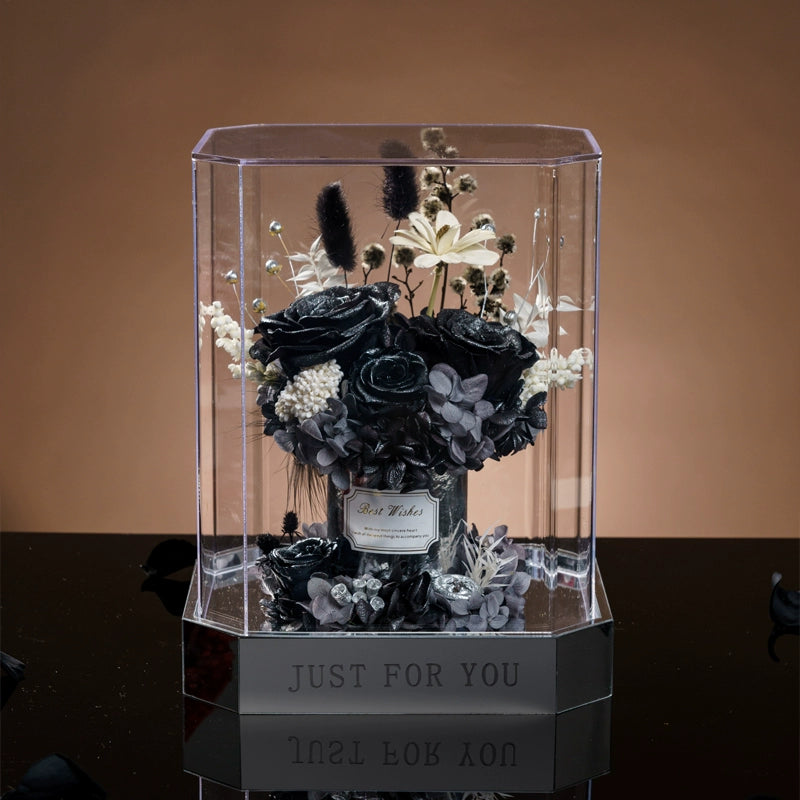 Enchanted Blossoms – New Preserved Flower Octagonal Acrylic Gift Box