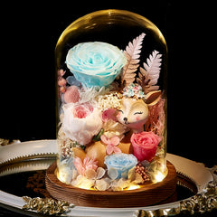Deerly Beloved – Preserved Rose Glass Dome Gift Set, Eternal Floral Keepsake