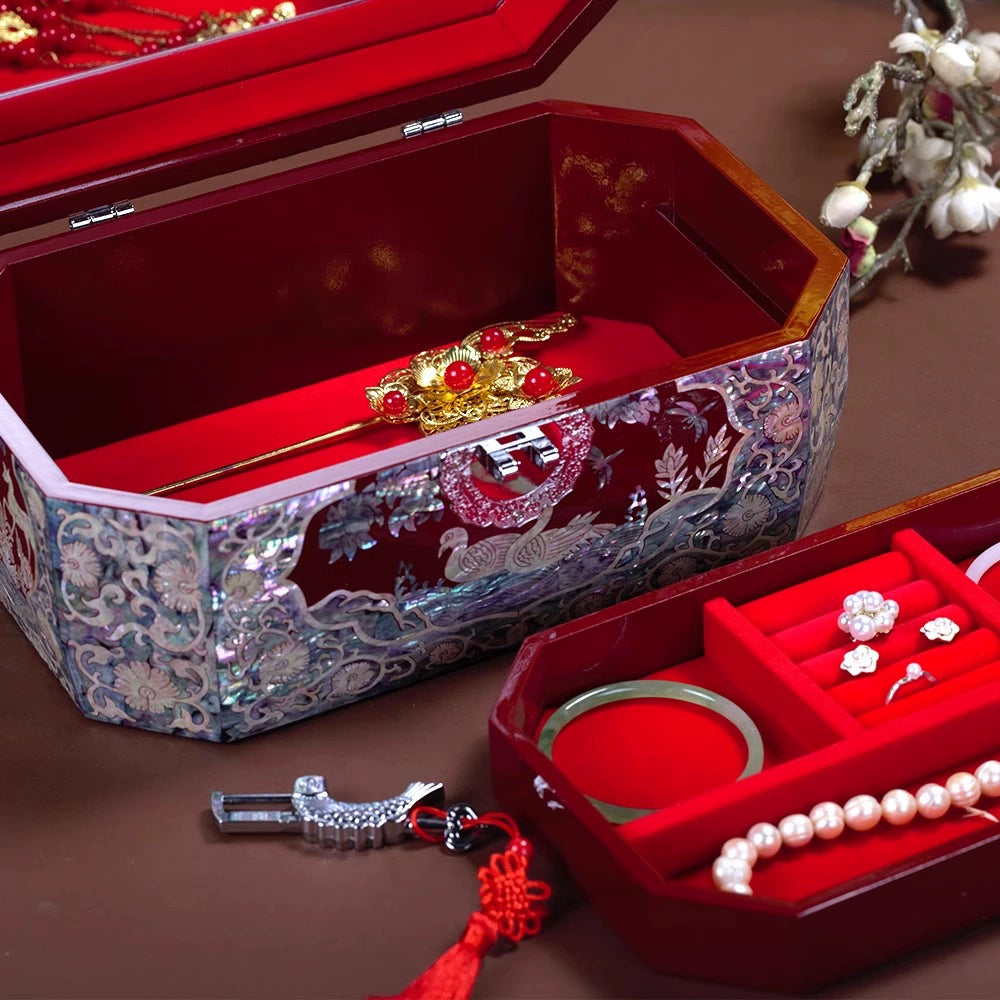 Exquisite Chinese-Style Wooden Jewelry Box - Handcrafted Luxury Gift