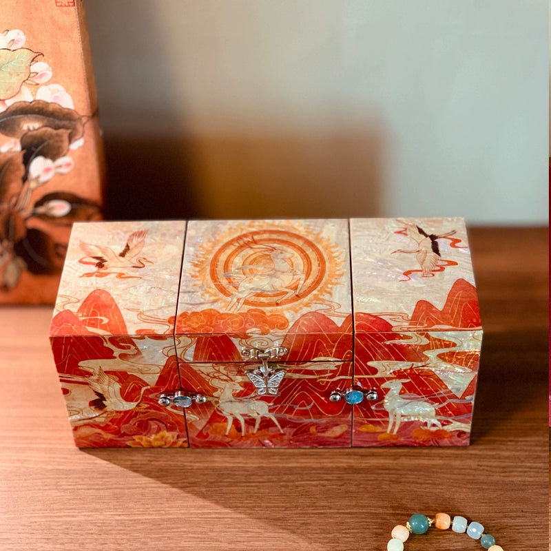 Exquisite Chinese Traditional Craft Nine-Colored Deer Jewelry Box