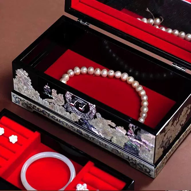 Exquisite Chinese Style Jewelry Box - Handcrafted Floral Lacquerware