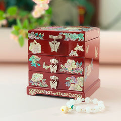 Exquisite Chinese Traditional Craftsmanship Wooden Three-Tier Jewelry Box