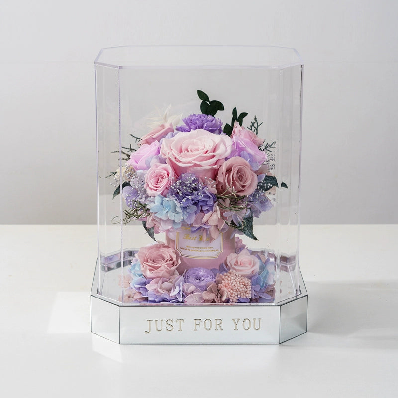 Enchanted Blossoms – New Preserved Flower Octagonal Acrylic Gift Box
