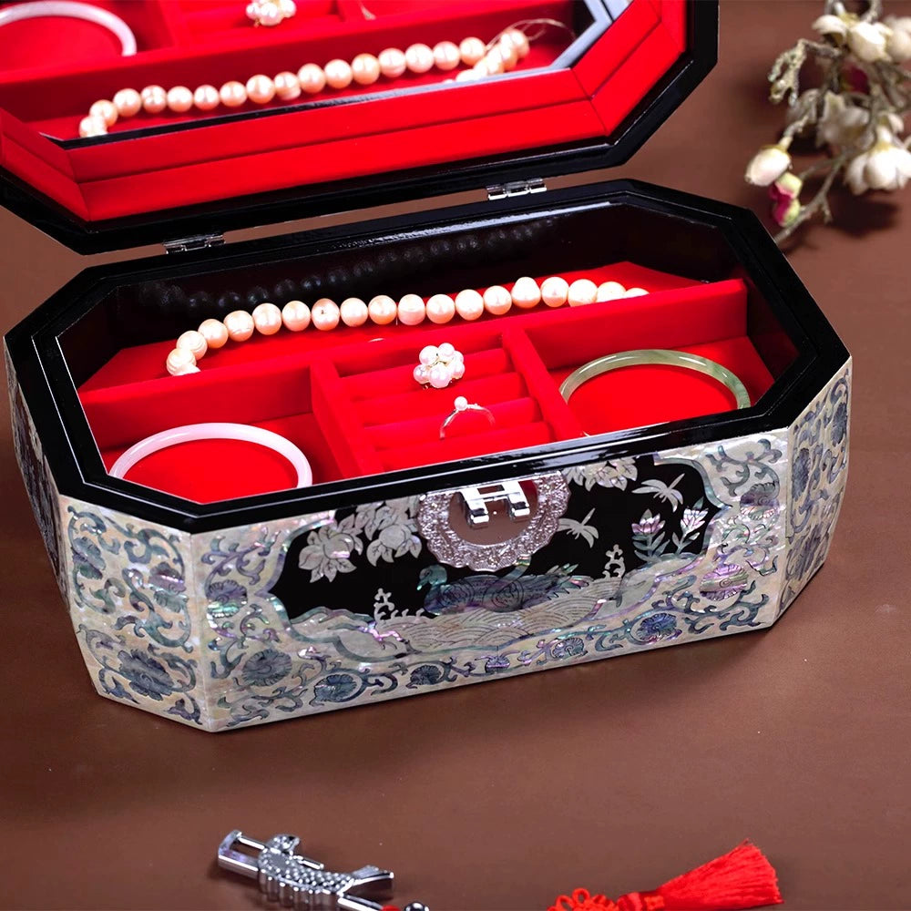 Exquisite Chinese-Style Wooden Jewelry Box - Handcrafted Luxury Gift