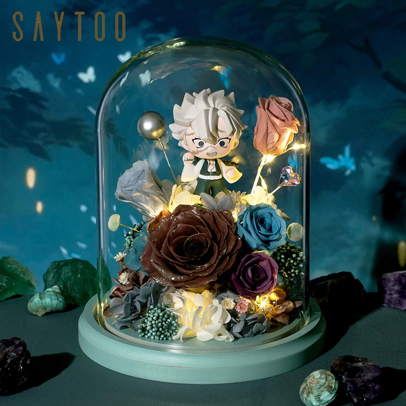 Demon Slayer - Glass Dome with LED – Preserved Floral Gift for Valentine’s Day, Birthday, Anime Fans