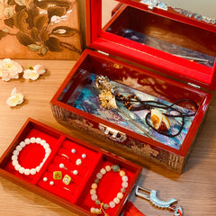 Exquisite Chinese Style Jewelry Box - Handcrafted Floral Lacquerware
