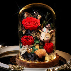 Deerly Beloved – Preserved Rose Glass Dome Gift Set, Eternal Floral Keepsake