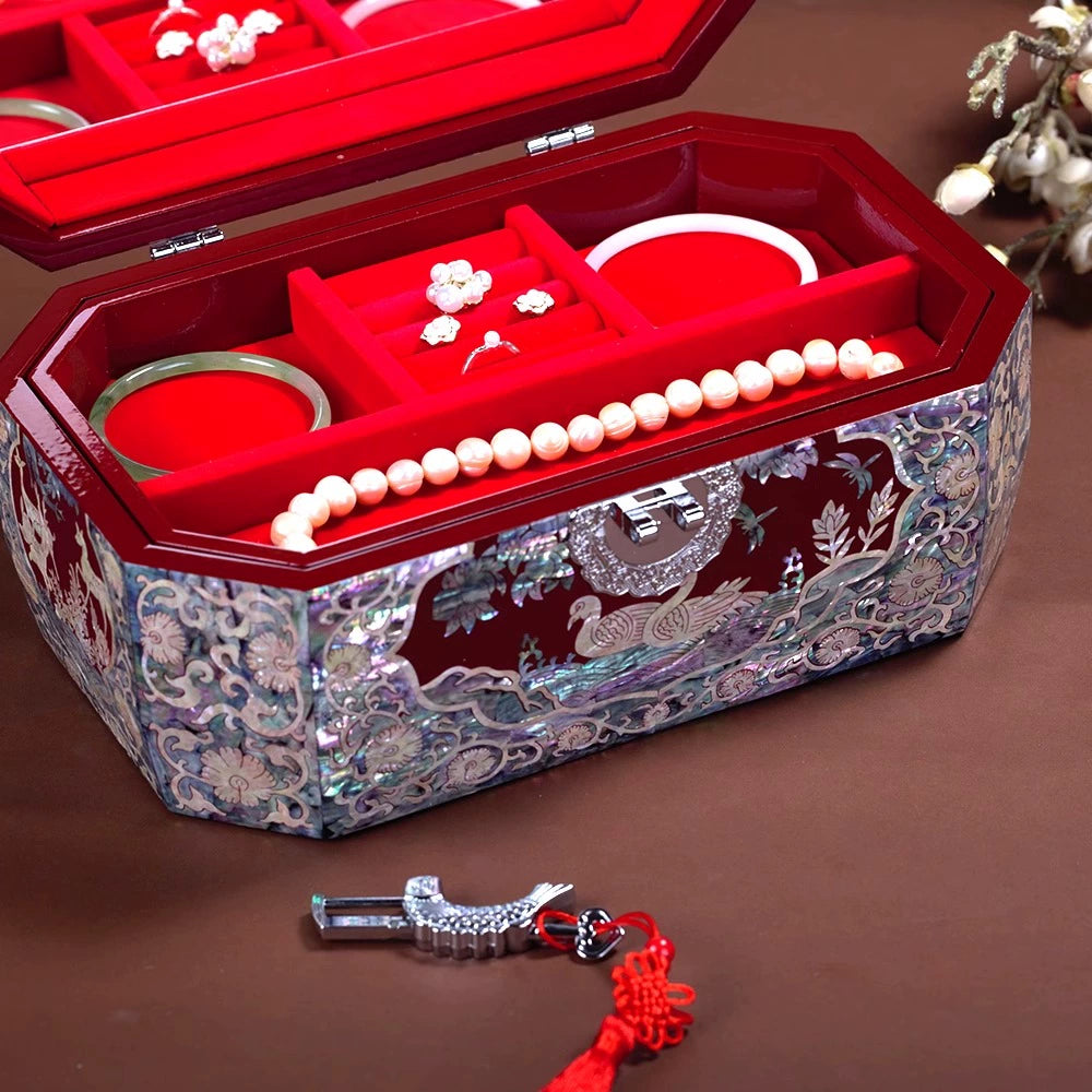 Exquisite Chinese-Style Wooden Jewelry Box - Handcrafted Luxury Gift