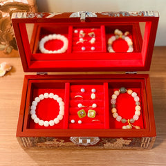 Exquisite Chinese Style Jewelry Box - Handcrafted Floral Lacquerware