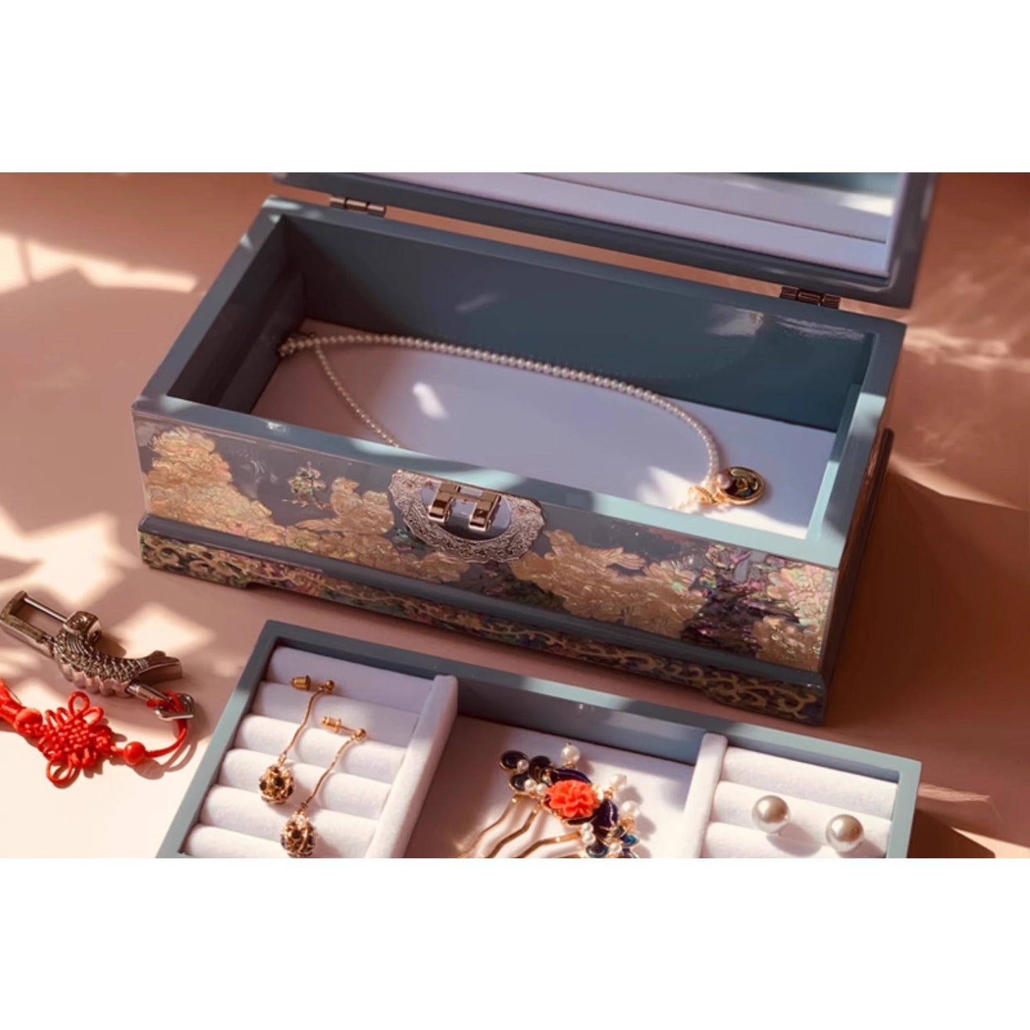 Exquisite Chinese-Style Wooden Jewelry Box – Handcrafted Cultural Heritage Gift