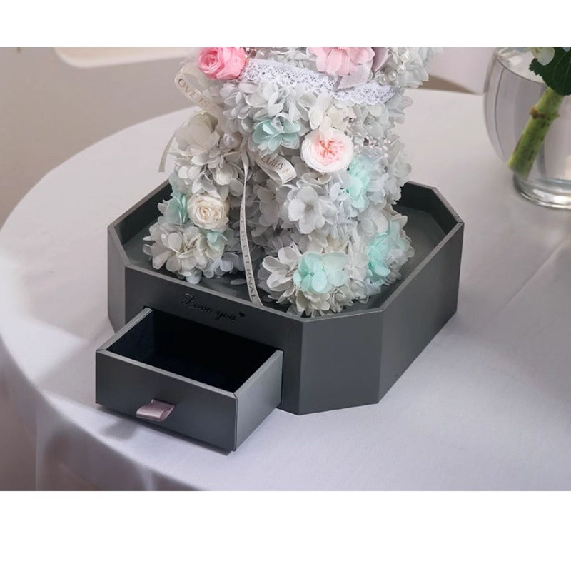 Hydrangea Bear - Eternal Rose Flower Arrangement Gift for Her
